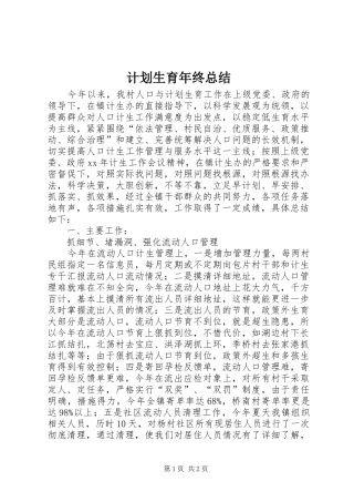 计划生育年终总结 