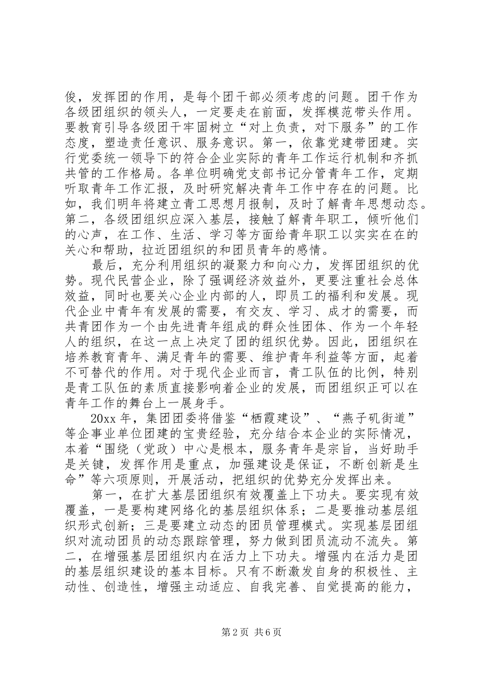 共青团集团公司委员会年度工作计划 _第2页