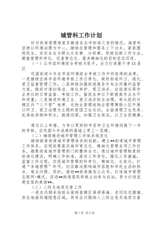 城管科工作计划 