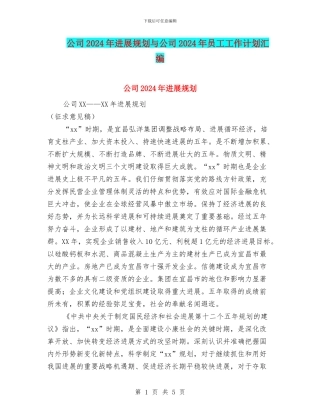 公司2024年发展规划与公司2024年员工工作计划汇编