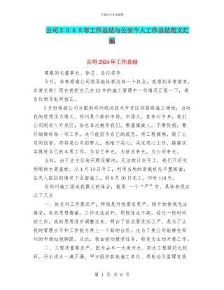 公司2024年工作总结与公安个人工作总结范文汇编