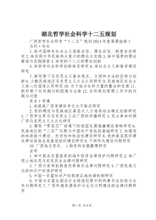 湖北哲学社会科学十二五规划 