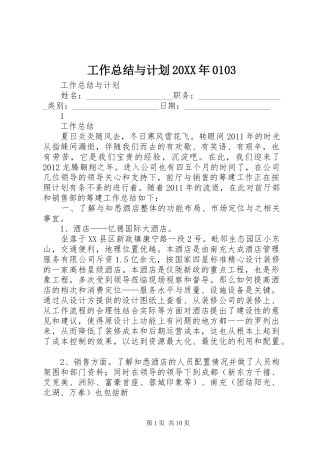 工作总结与计划20XX年0103