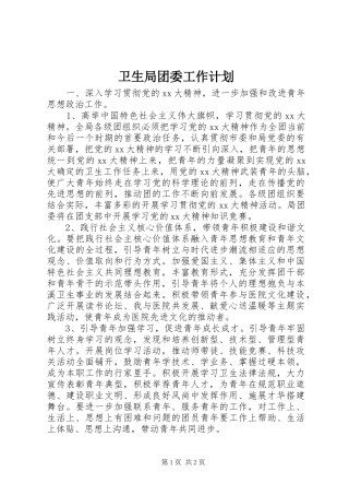 卫生局团委工作计划 