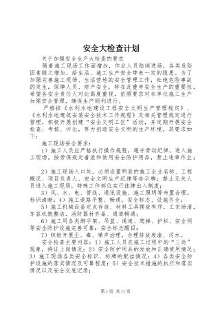 安全大检查计划 