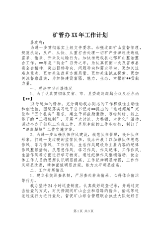 矿管办XX年工作计划 
