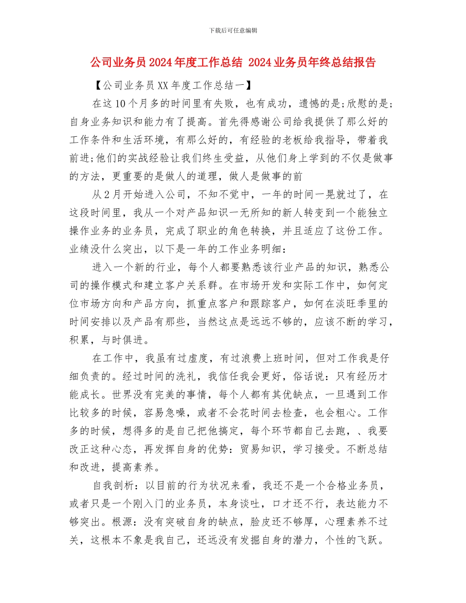 公司业务内勤个人工作总结与公司业务员2024年度工作总结汇编_第3页