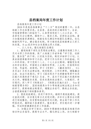 县档案局年度工作计划 