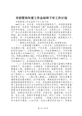 市招管局年度工作总结和下年工作计划 