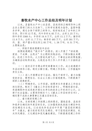 畜牧水产中心工作总结及明年计划 