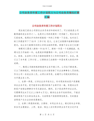公司业务员年度工作计划范文与公司业务员情况打算汇编