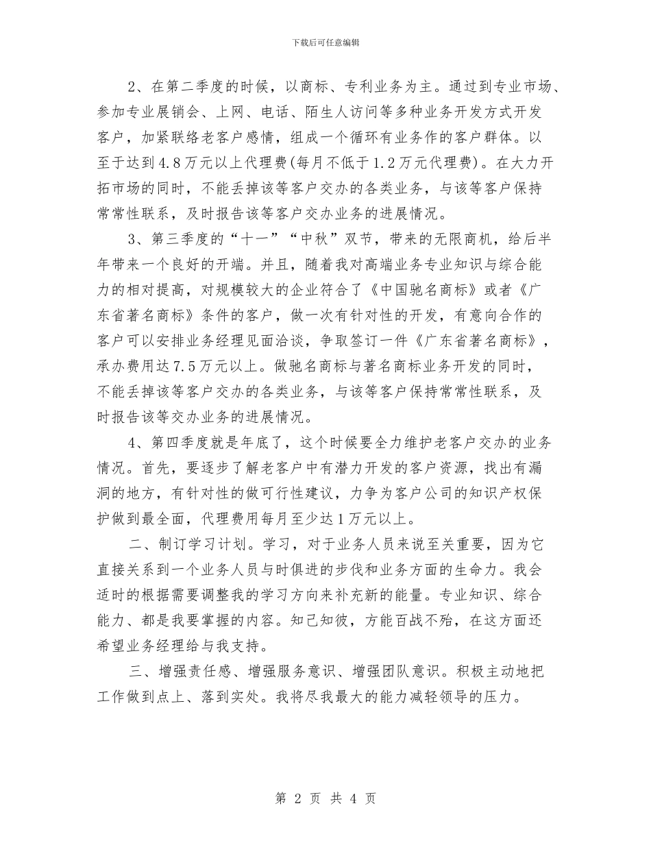 公司业务员新年工作计划与公司业务员营销工作计划汇编_第2页
