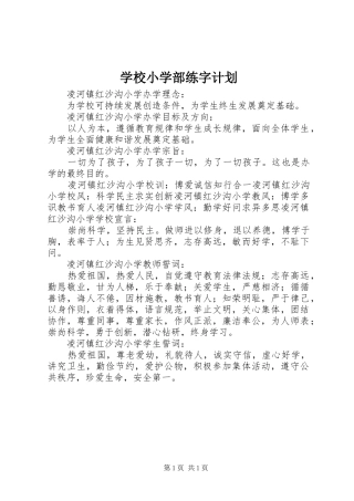 学校小学部练字计划 