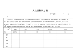 人生目标规划表