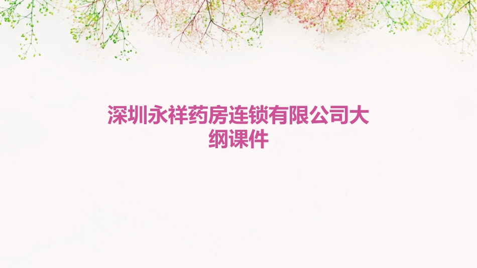 深圳永祥药房连锁有限公司大纲课件_第1页