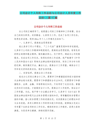 公司会计个人年终工作总结与公司会计人员年度工作总结汇编
