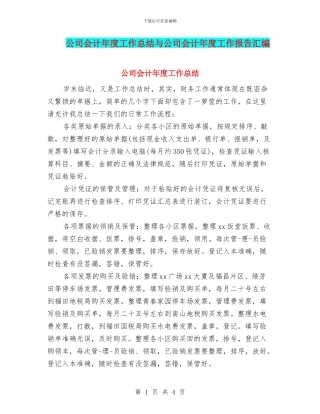 公司会计年度工作总结与公司会计年度工作报告汇编