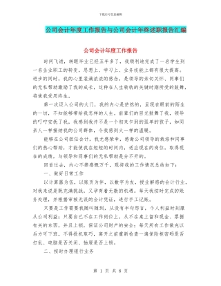 公司会计年度工作报告与公司会计年终述职报告汇编