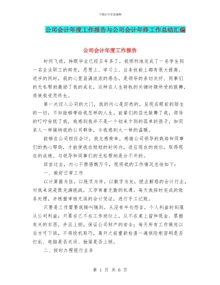 公司会计年度工作报告与公司会计年终工作总结汇编