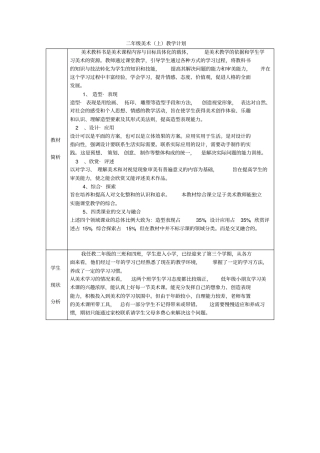 人美版二年级美术上册教学计划
