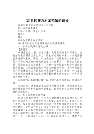 XX县区新农村示范镇的建设