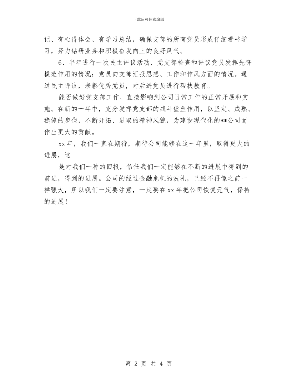 公司党支部年度工作计划表格与公司党支部新一年工作计划选文汇编_第2页