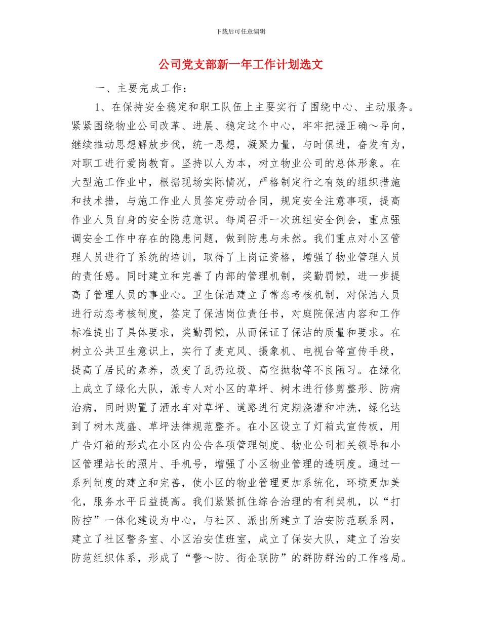 公司党支部年度工作计划表格与公司党支部新一年工作计划选文汇编_第3页