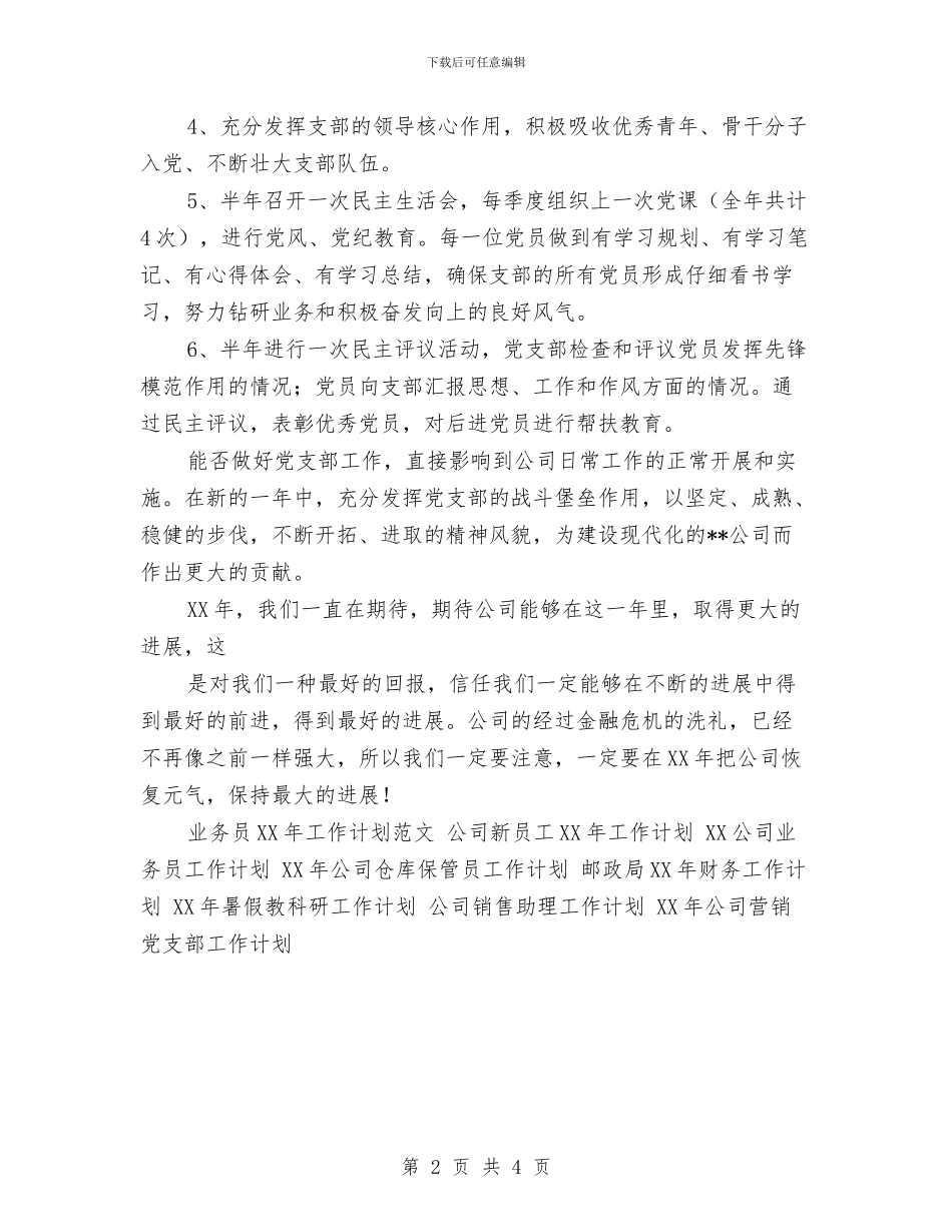 公司党支部年度计划2024与公司党支部新一年工作计划选文汇编_第2页