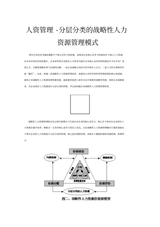 人资管理-分层分类的战略性人力资源管理模式
