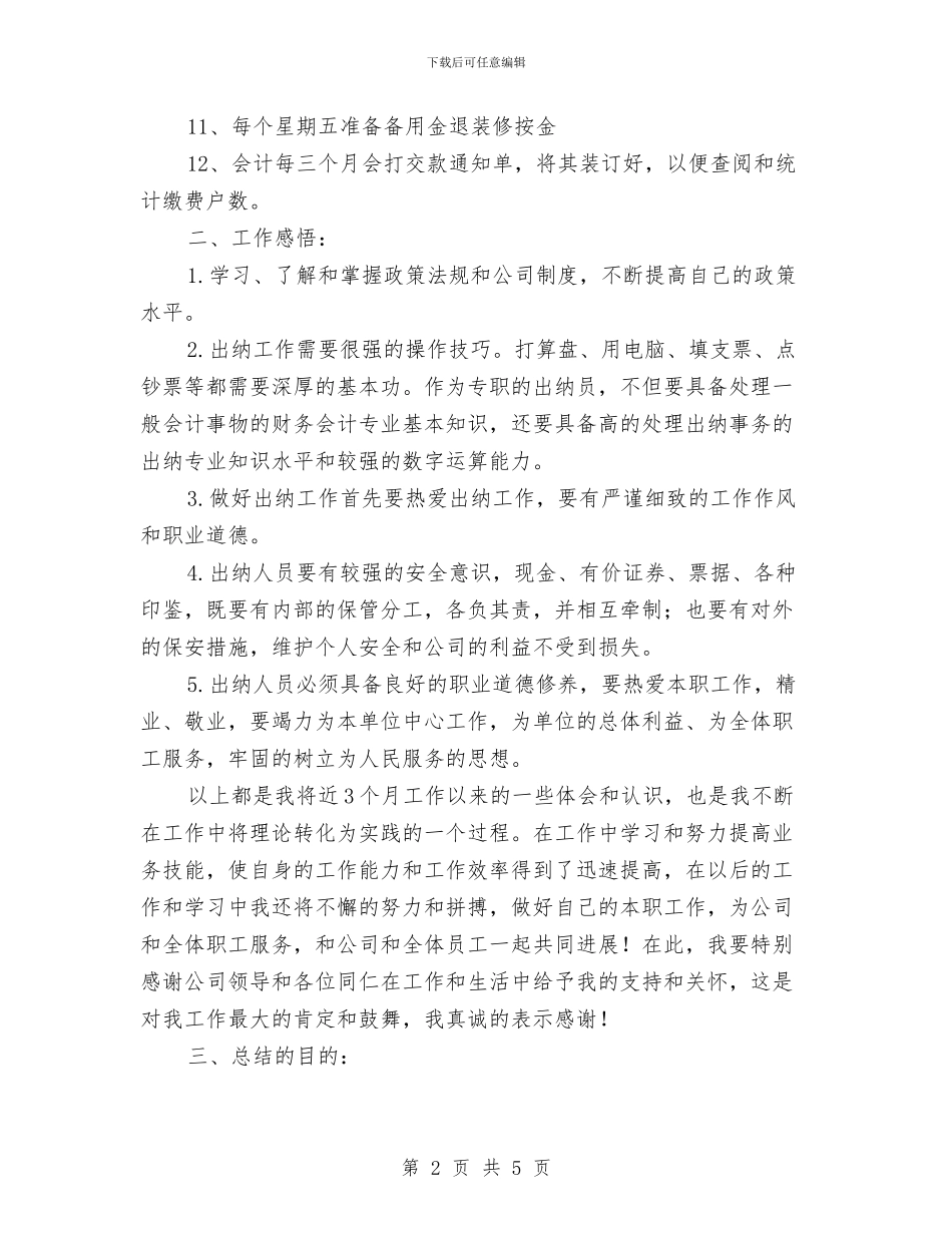 公司出纳工作人员工作总结与公司出纳工作总结与计划范文汇编_第2页