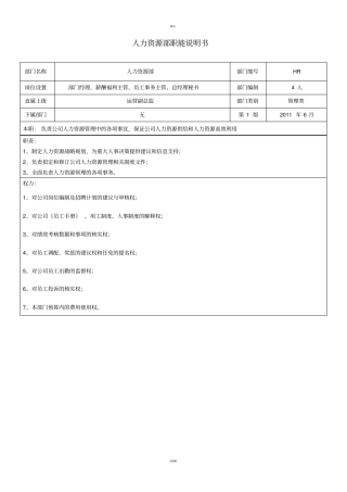 人资部职能说明书