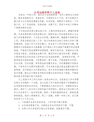公司出纳年终个人总结