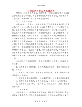 公司出纳年终工作总结范文