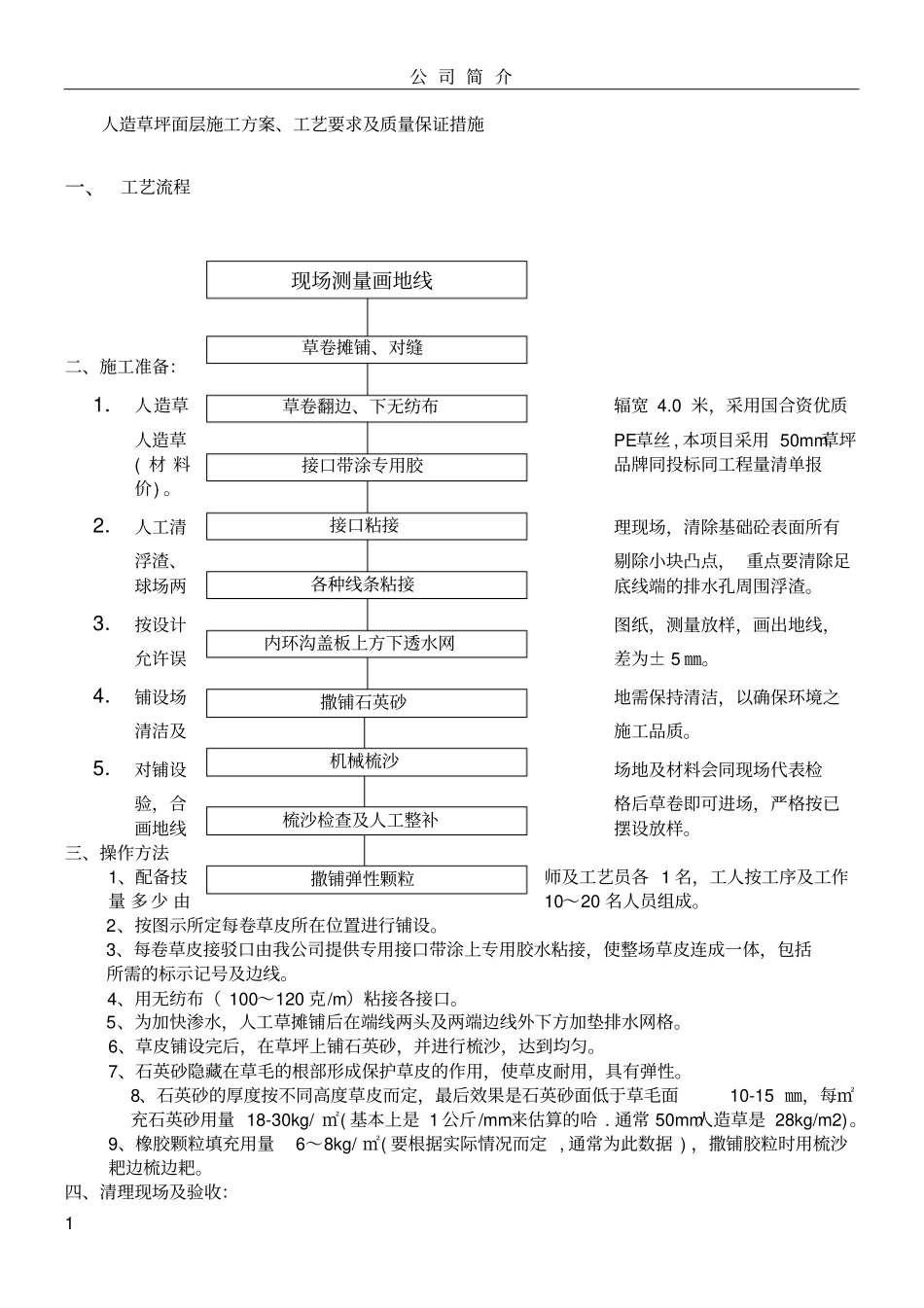 人造草坪面层施工方案_第1页