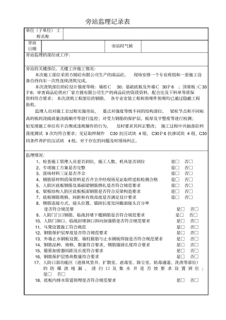 人防地库旁站监理记录表