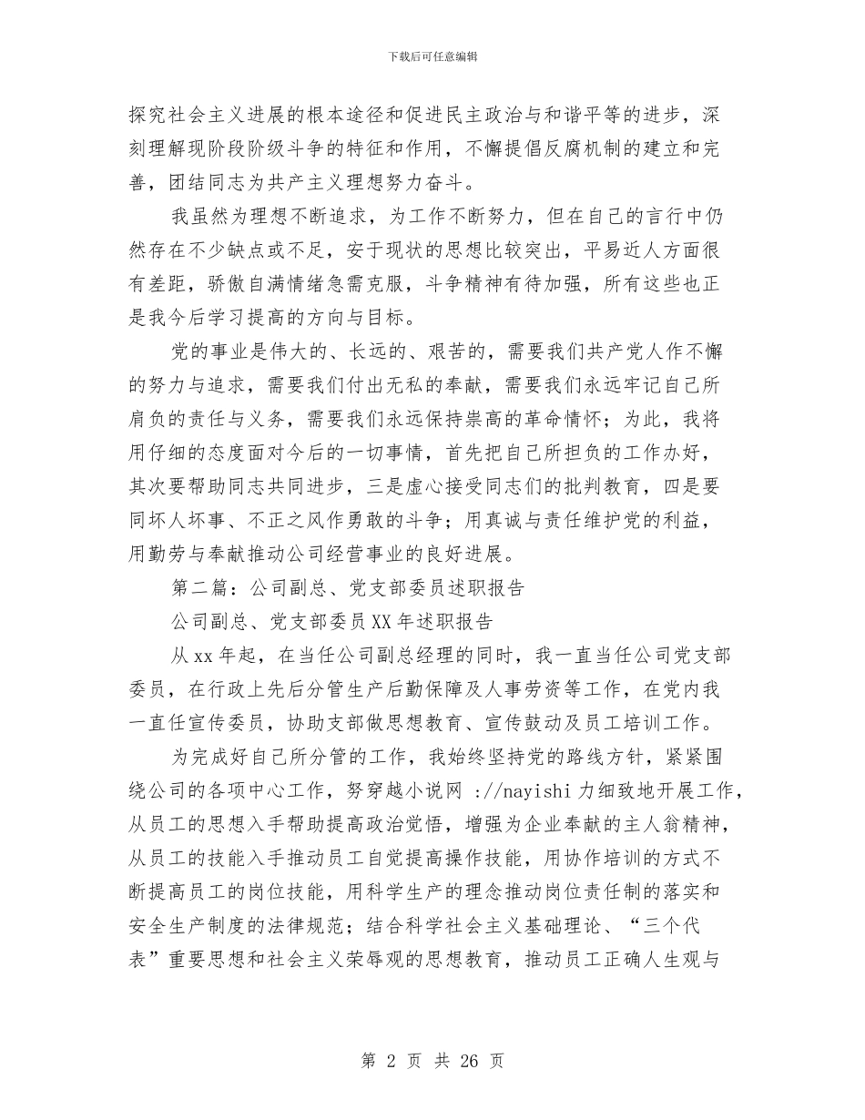 公司副总、党支部委员述职报告与公司副总上半年工作总结汇编_第2页