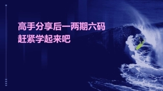 高手分享后一两期六码赶紧学起来吧课件