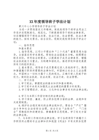 XX年度领导班子学法计划 