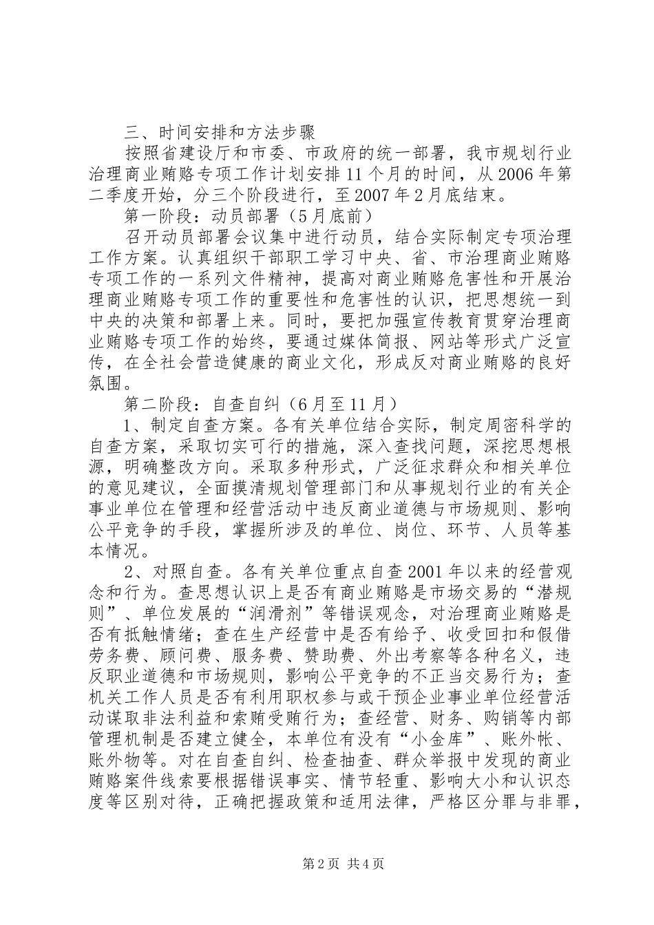 市规划局治理商业贿赂专项工作实施方案 _第2页