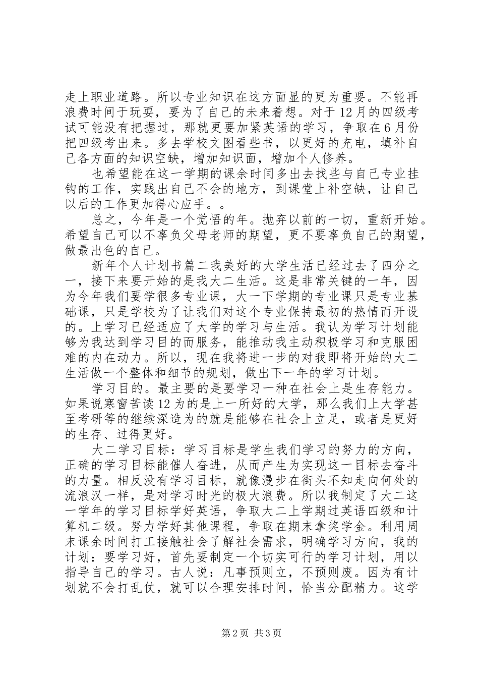 新年个人计划书 _第2页