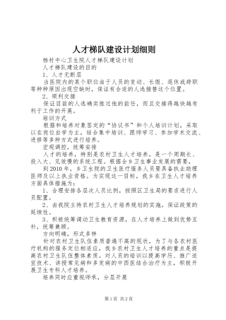 人才梯队建设计划细则 