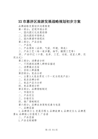 XX市惠济区旅游发展战略规划初步方案 