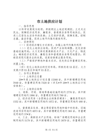 市土地供应计划 