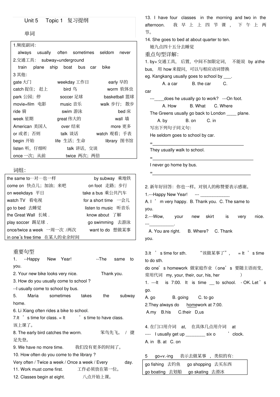 仁爱七下u5t1复习提纲_第1页