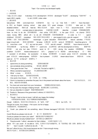 仁爱九上英语复习笔记