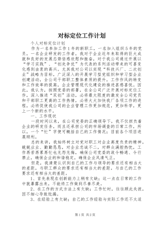 对标定位工作计划 