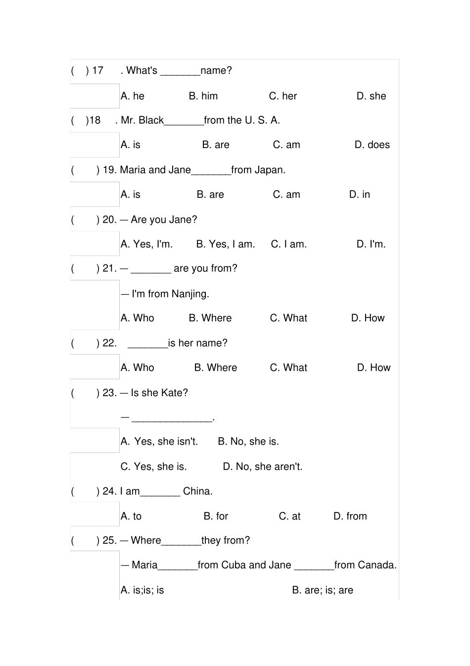 仁爱版七年级英语上Unit1Topic1andTopic2练习_第3页