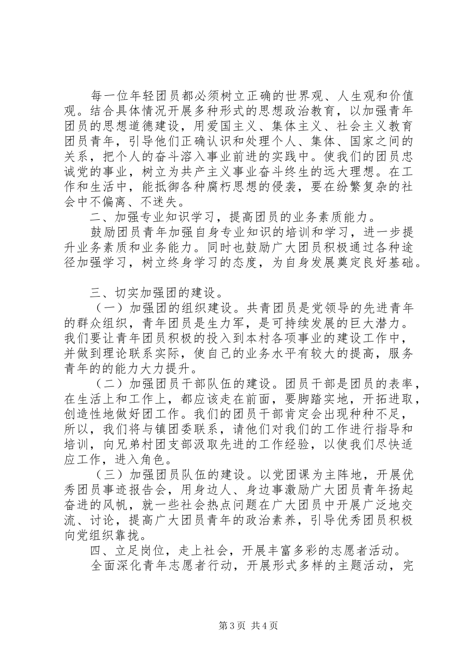 农村团支部工作计划20XX年 _第3页