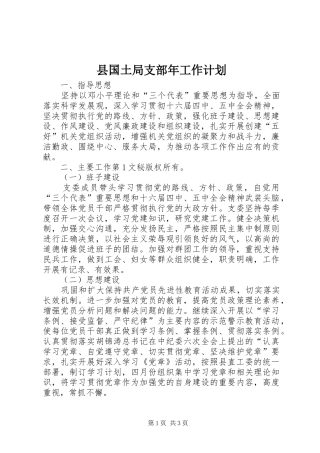 县国土局支部年工作计划 