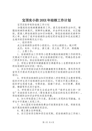 宝顶实小防20XX年结核工作计划 (4)